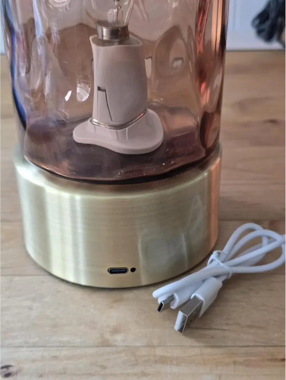 Amber Wave Cylinder Glass Touch Table Lamp Battery Operated Or Plug In